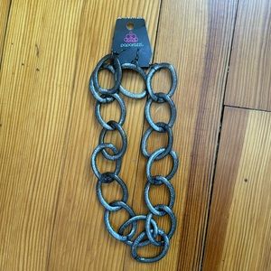 Chunky silver necklace and earrings set